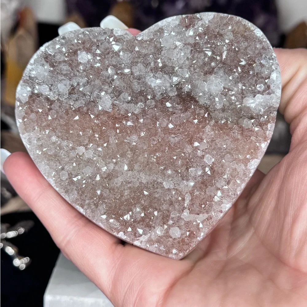 Blush Pink Ombré Amethyst Agate Heart Extra High Quality - Picture 1 of 7